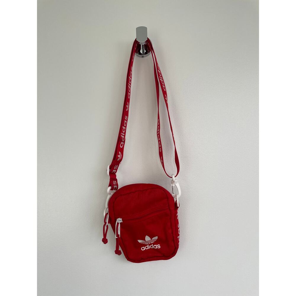 Adidas Red & White Canvas Phone Crossbody Pouch | Small & Sporty 🏃‍♀️